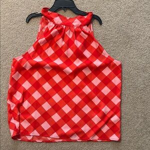 J. Crew Red and White Checkered Sleeveless Top
